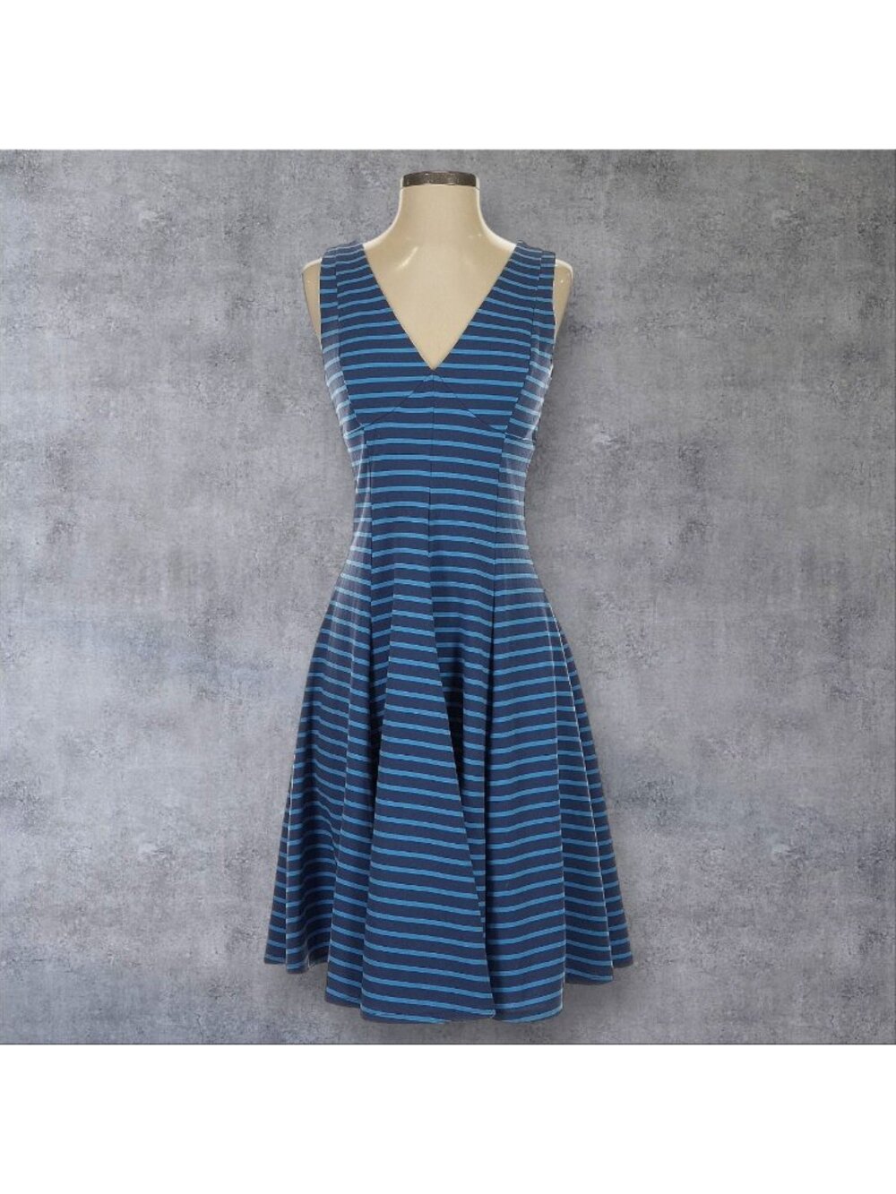 PETER SOM Blue Striped A Line Dress Size Small